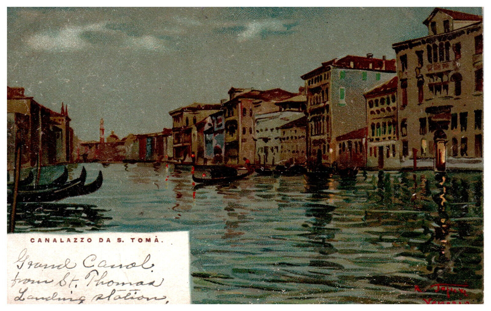 Postcard UDB Grand Canal St. Thomas Landing Station Venice Italy Early 1900's