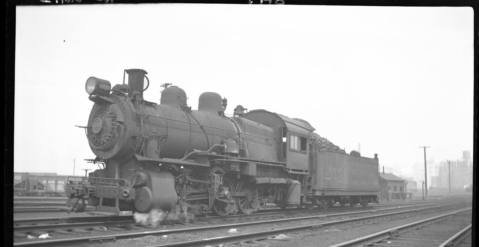 PRR PENNSYLVANIA RAILROAD Steam Locomotive CINNCINATI OH 1948 Photo Negative 1