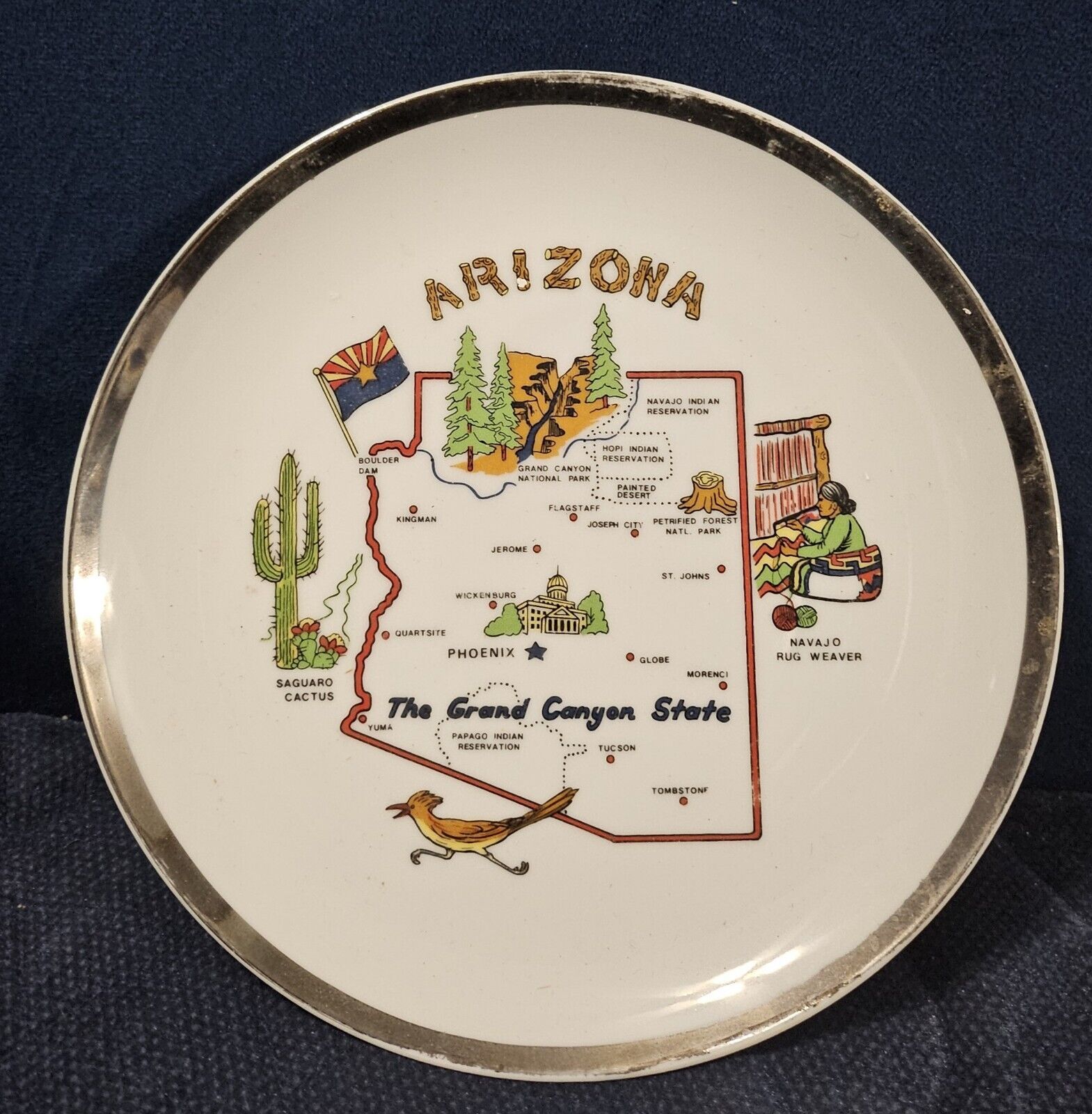 Vintage Arizone The Grand Canyon State Souvenir Plate