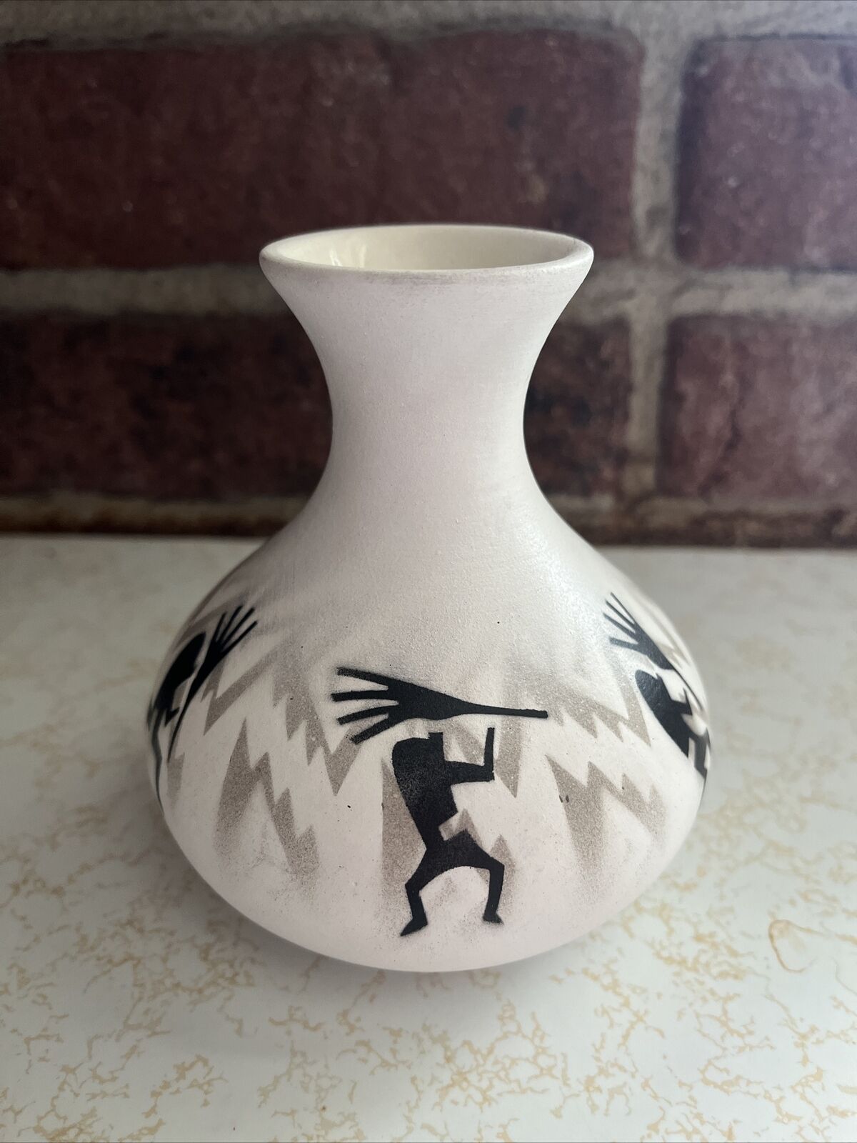 Vintage Handmade Navajo Kokopelli Bowl Pot Vase Signed