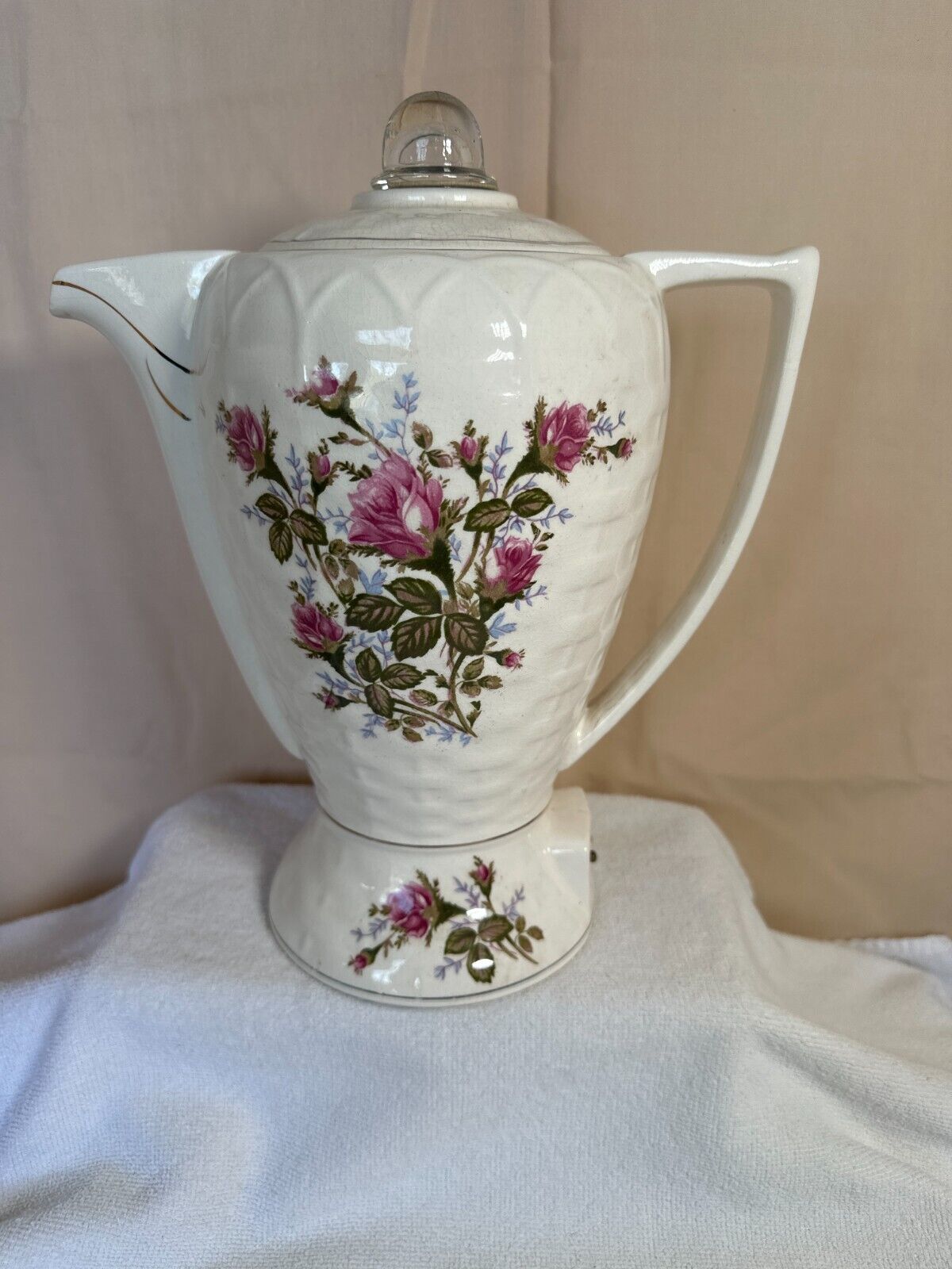 Vintage Floral Ceramic Electric Coffee Perculator Untested