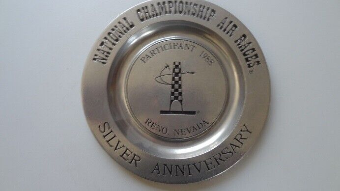 RENO NATIONAL CHAMPIONSHIP AIR RACES SILVER ANNIV. 1988 PARTICIPANT PEWTER PLATE