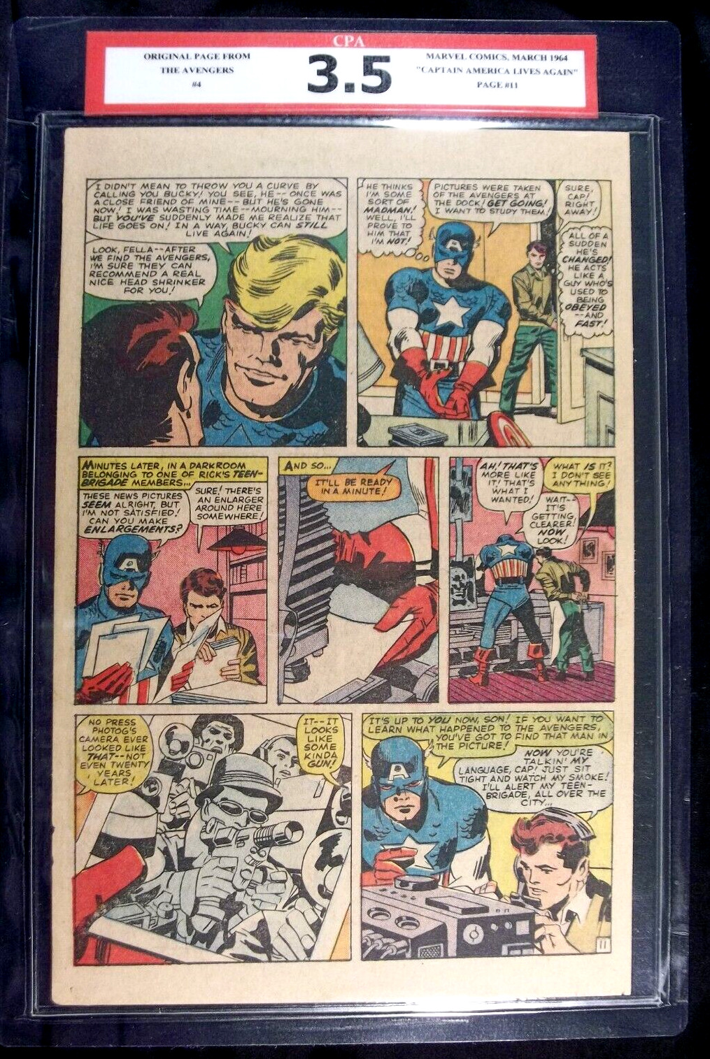 The Avengers #4 CPA 3.5 SINGLE PAGE #11 1st Silver Age App. of Captain America