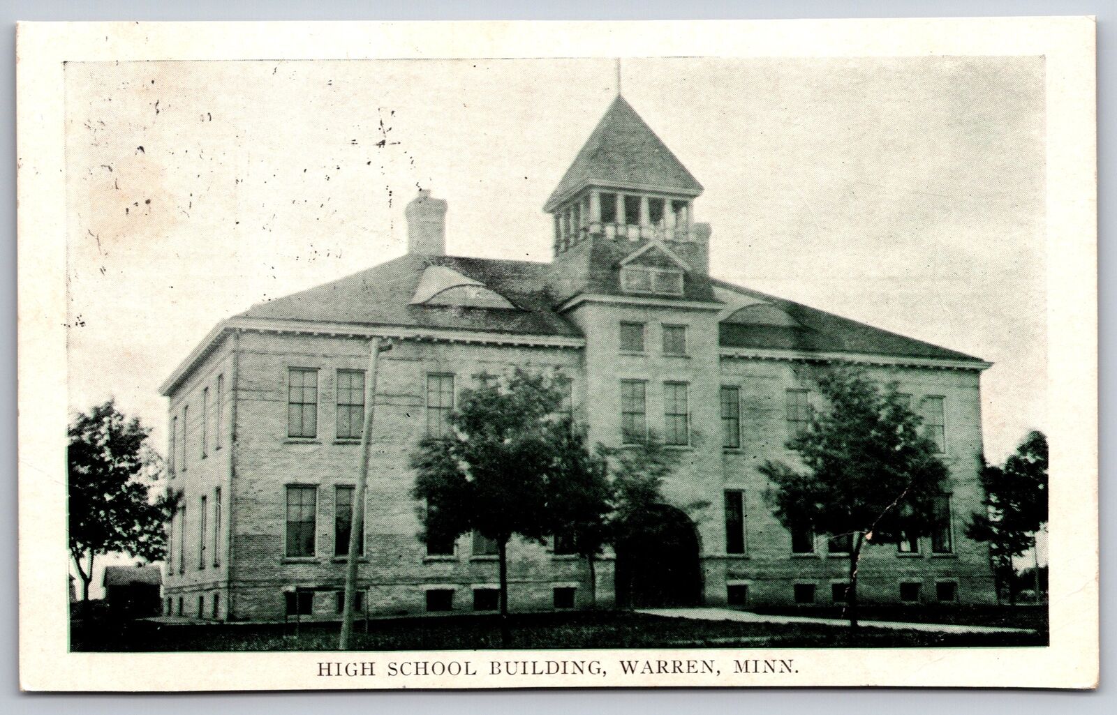 Warren Minnesota~High School Building~1909 Postcard