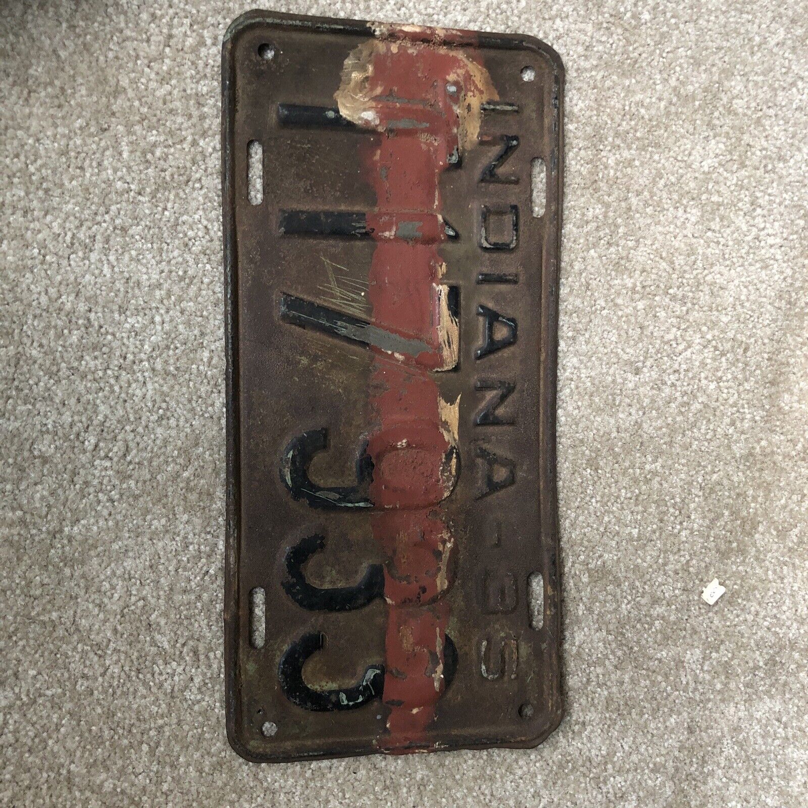 1935 INDIANA License Plate Tag Original T17 933 Truck