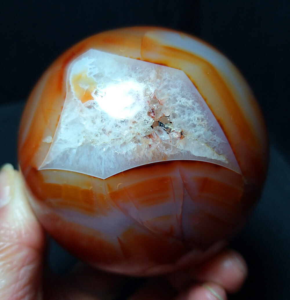 TOP 497G Natural Polished Red Agate Carnelian Crystal Sphere Ball HealingYWD410