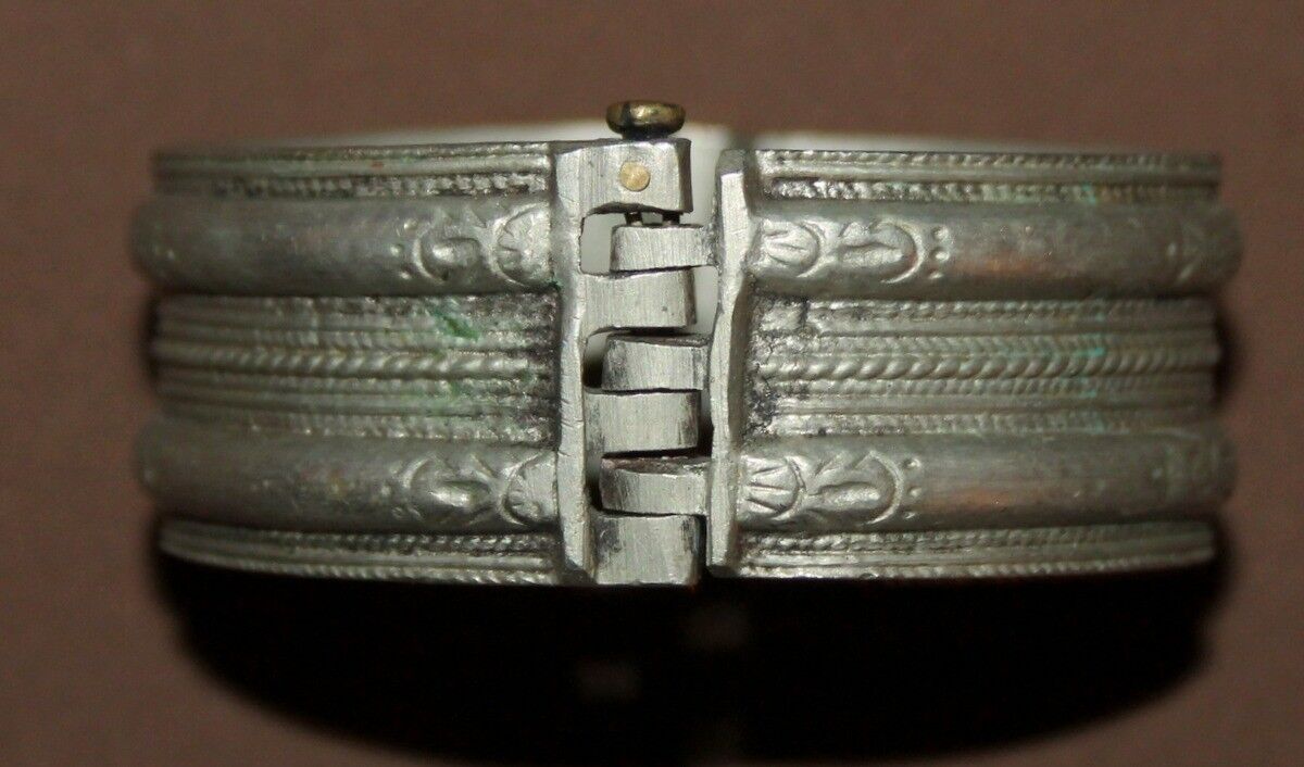 Antique Greek Folk Silver Hinged Bracelet