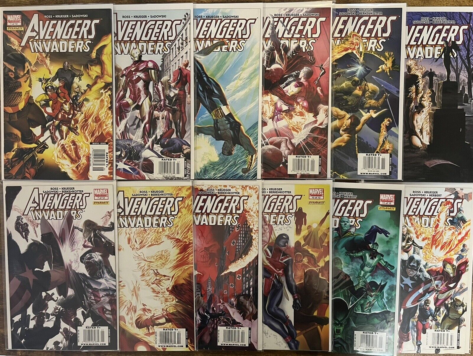 AVENGERS / INVADERS 1-12 EXTREMELY RARE NEWSSTANDS ALEX ROSS COVERS & STORIES