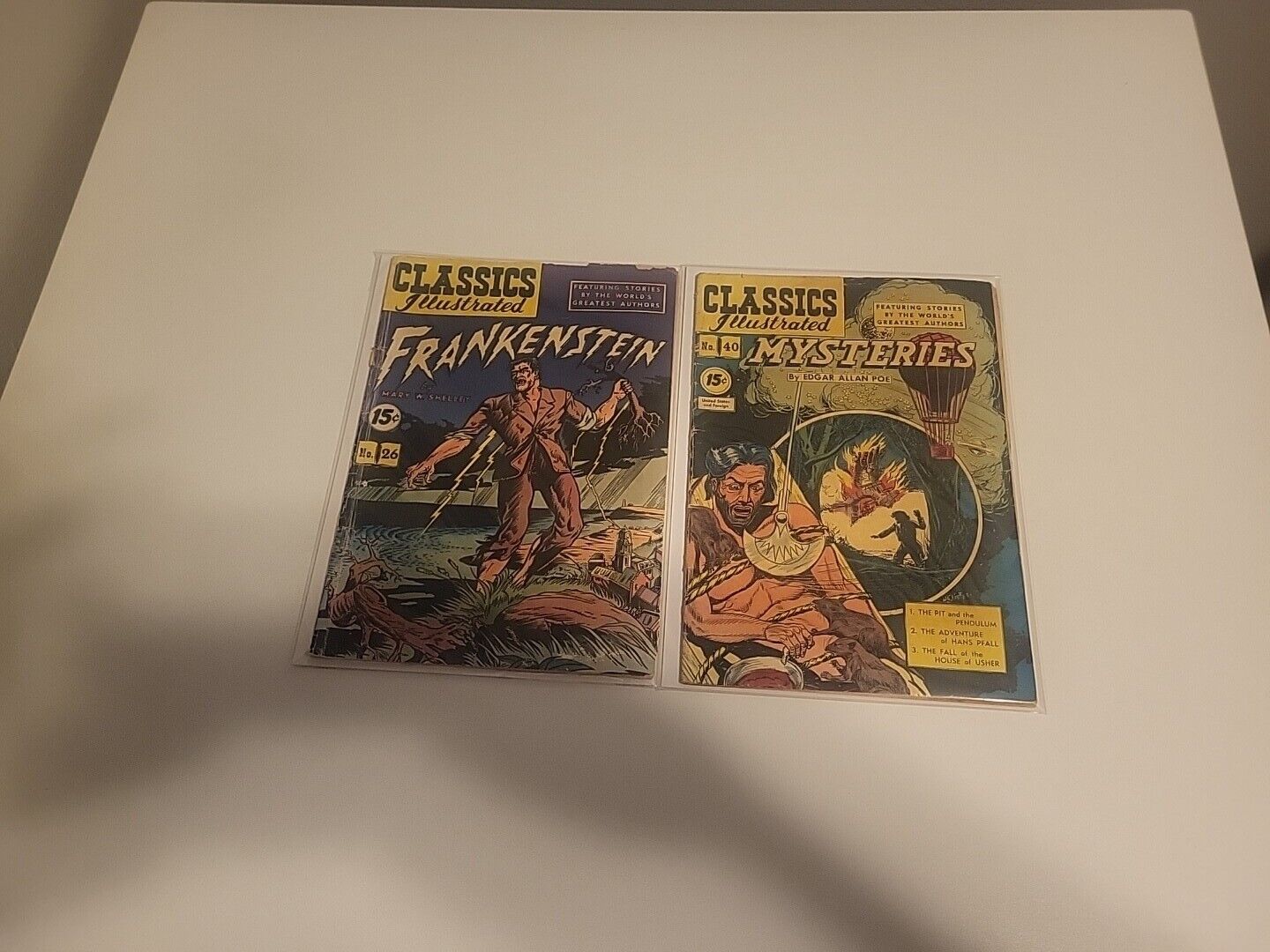 Classic illustrated #26 Frankenstein And Classics Illustrated #40 Mysteries Poe