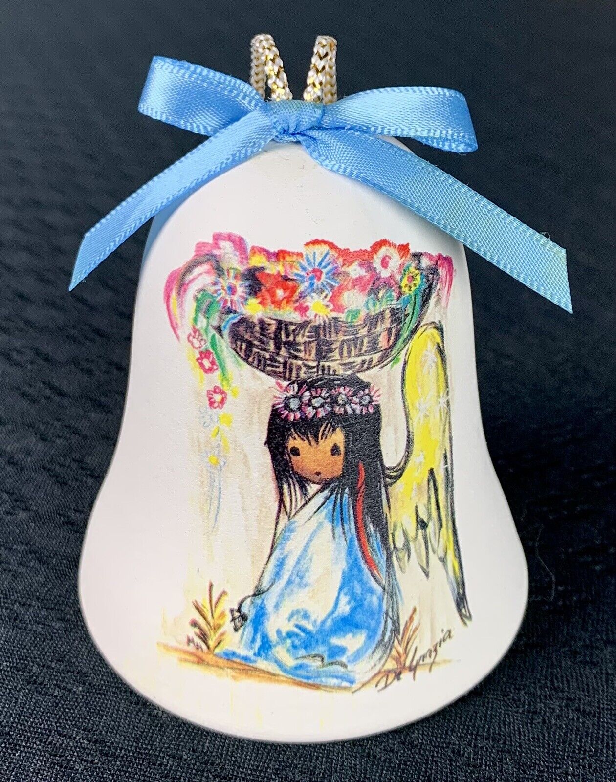 Degrazia Angel Bell Christmas Ornament - Ceramic, Limited Edition Vintage 1995
