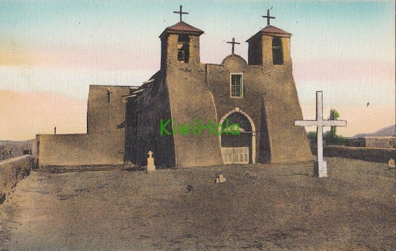 Postcard Ranchos de Taos Mission Church near Taos New Mexico NM