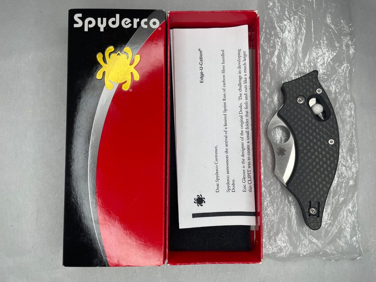 RARE Spyderco Dodo Carbon fiber S30V Knife C80CFP Discontinued NEW