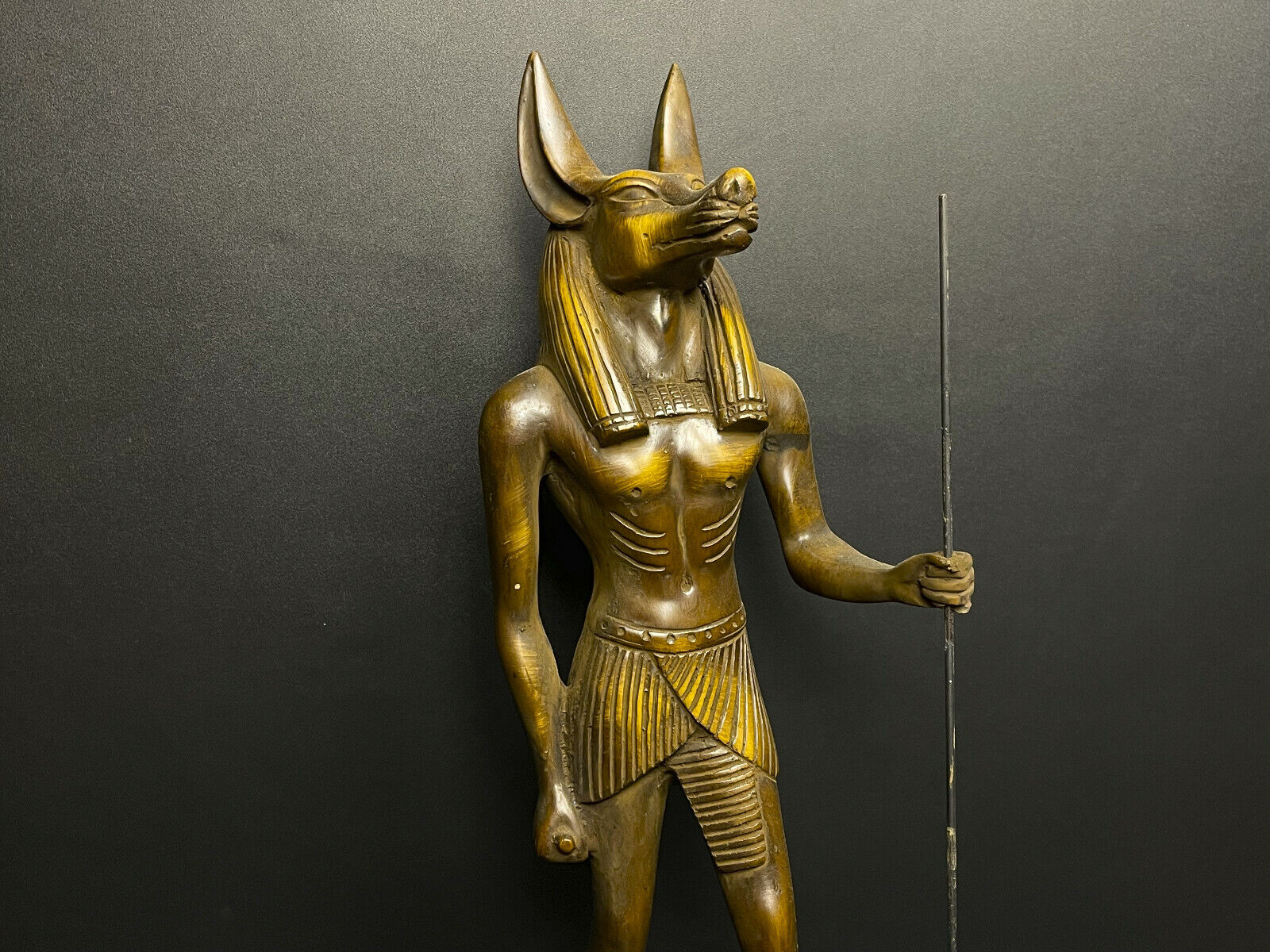 Fantastic Egyptian god of after life Doctor Anubis figurine -Holding Was-scepter