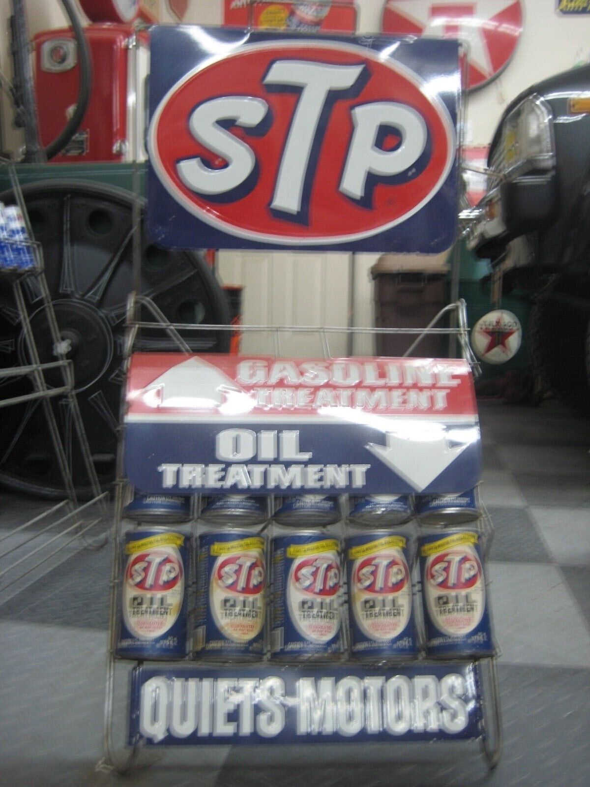 1950\'s  VINTAGE  STP OIL/GAS TREATMENT RACK W/PRODUCT GREAT CONDITION$$$$$$$