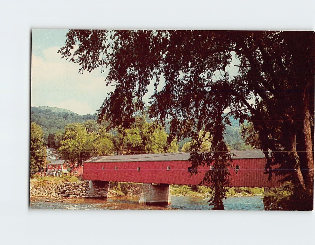 Postcard Covered Bridge, Housatonic River, West Cornwall, Connecticut