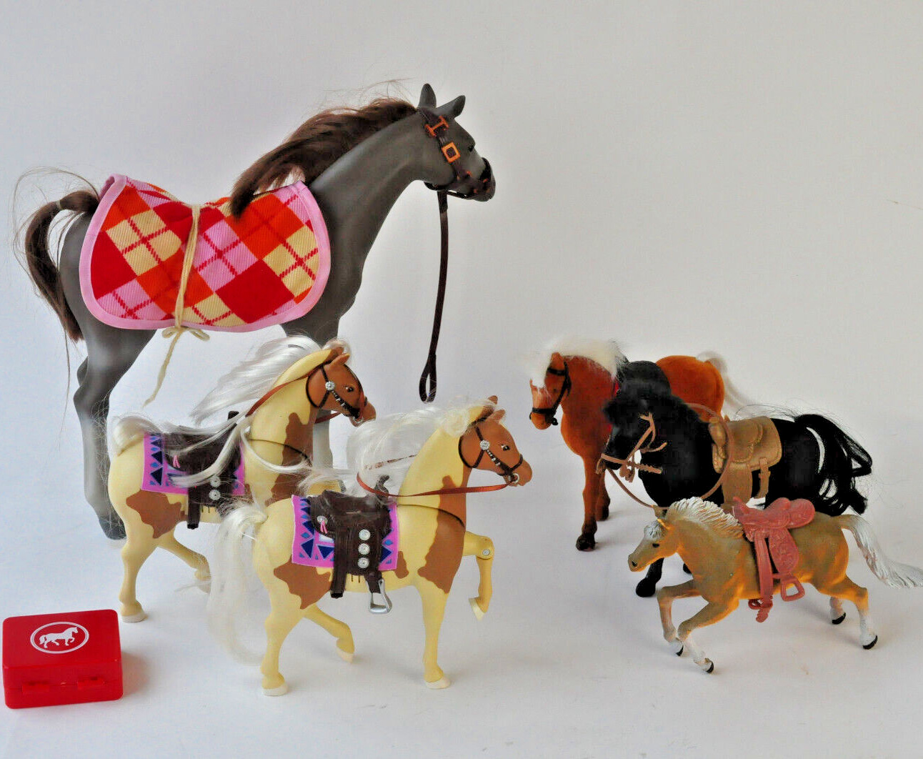 Lot of 6 Horses ~ Our Generation / Fisher Price Loving Family / Plastic Flocked