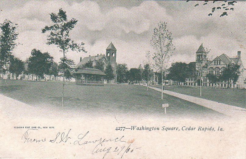 Postcard Washington Square Cedar Rapids IA