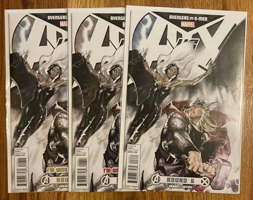 lot of 3 Marvel Comics Avengers vs X-Men #6 variant covers