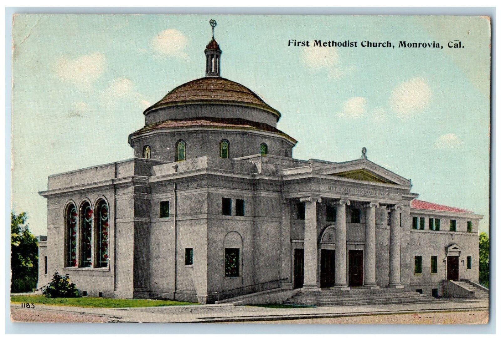 1913 First Methodist Church Chapel Exterior Monrovia California Vintage Postcard
