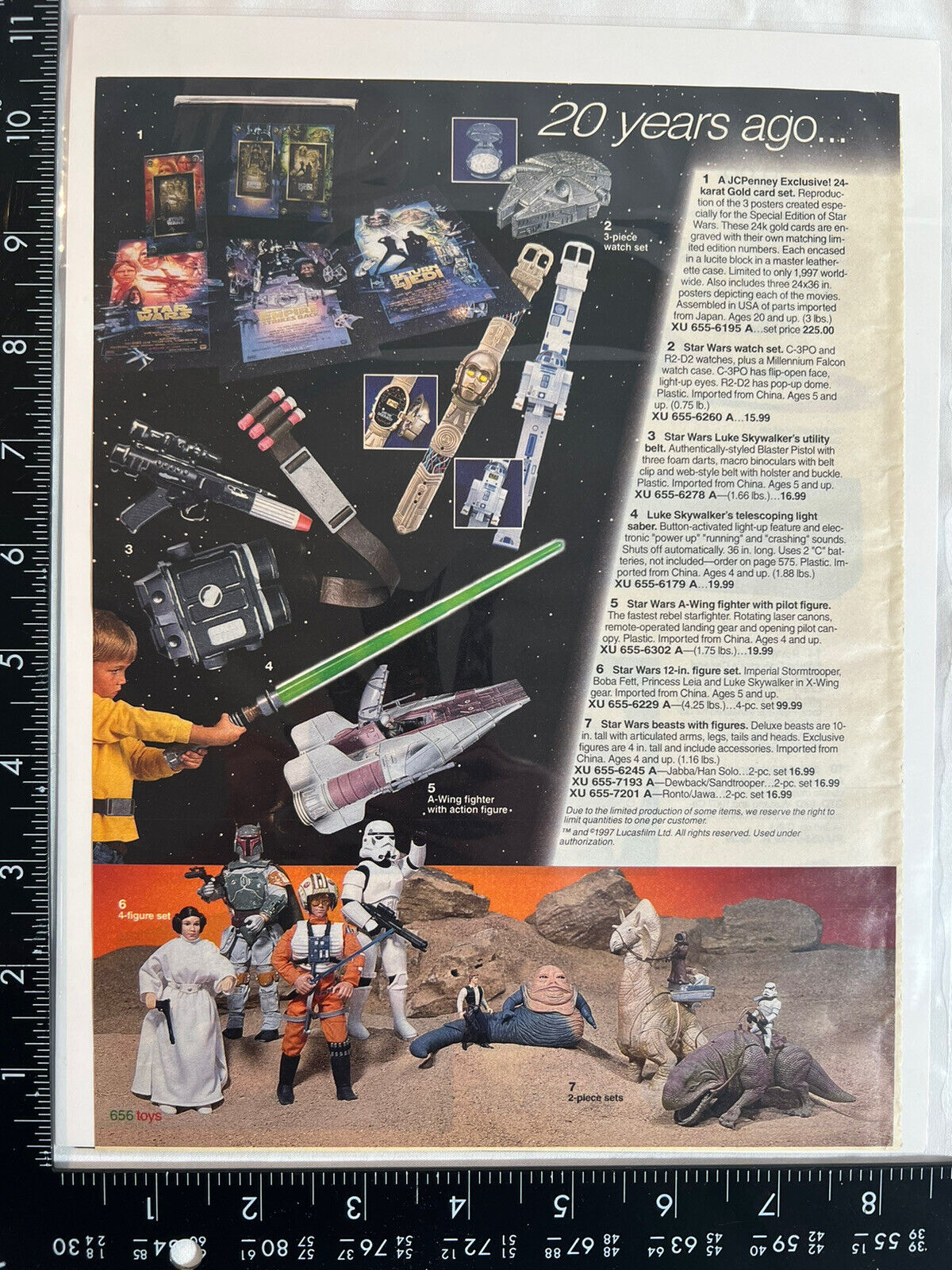 2 Rare vintage print Ad Star Wars, Darth Vader, Lightsaber, A-wing, Boba Fett￼