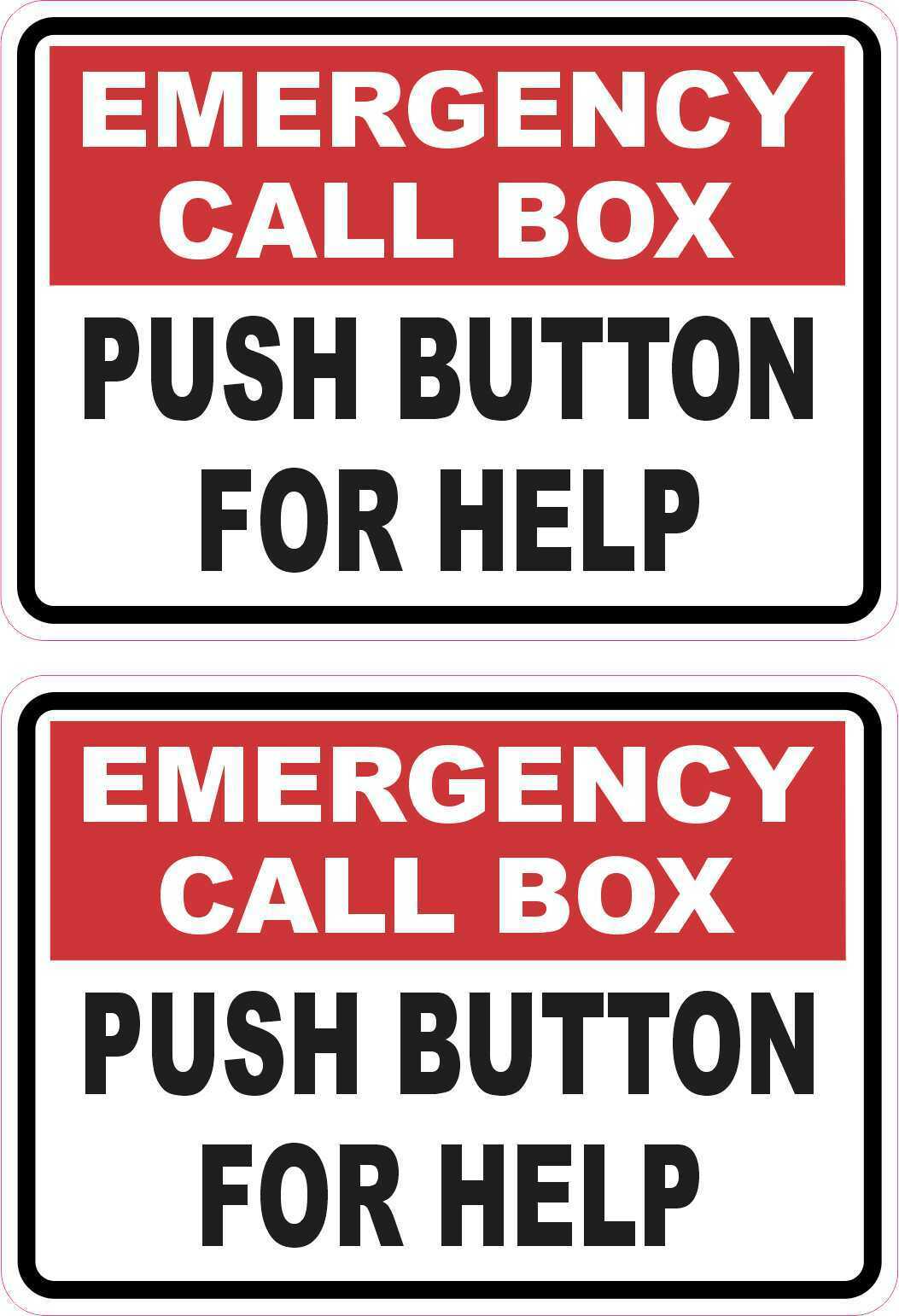 3.5in x 2.5in Emergency Call Box Vinyl Stickers Safety Business Sign Decals