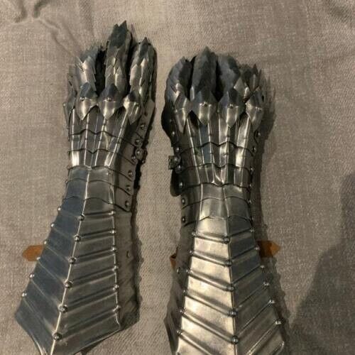 Silver Finish Nazgul Gauntlets Steel Medieval armor Gloves Lord of the Rings