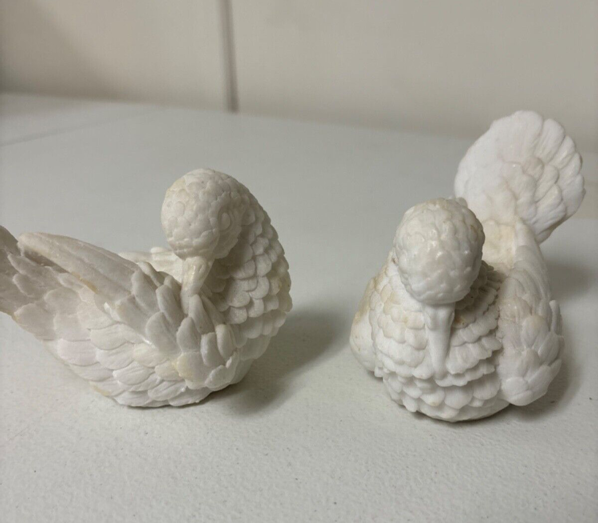 Vintage White Alabaster Dove made in Italy - pair