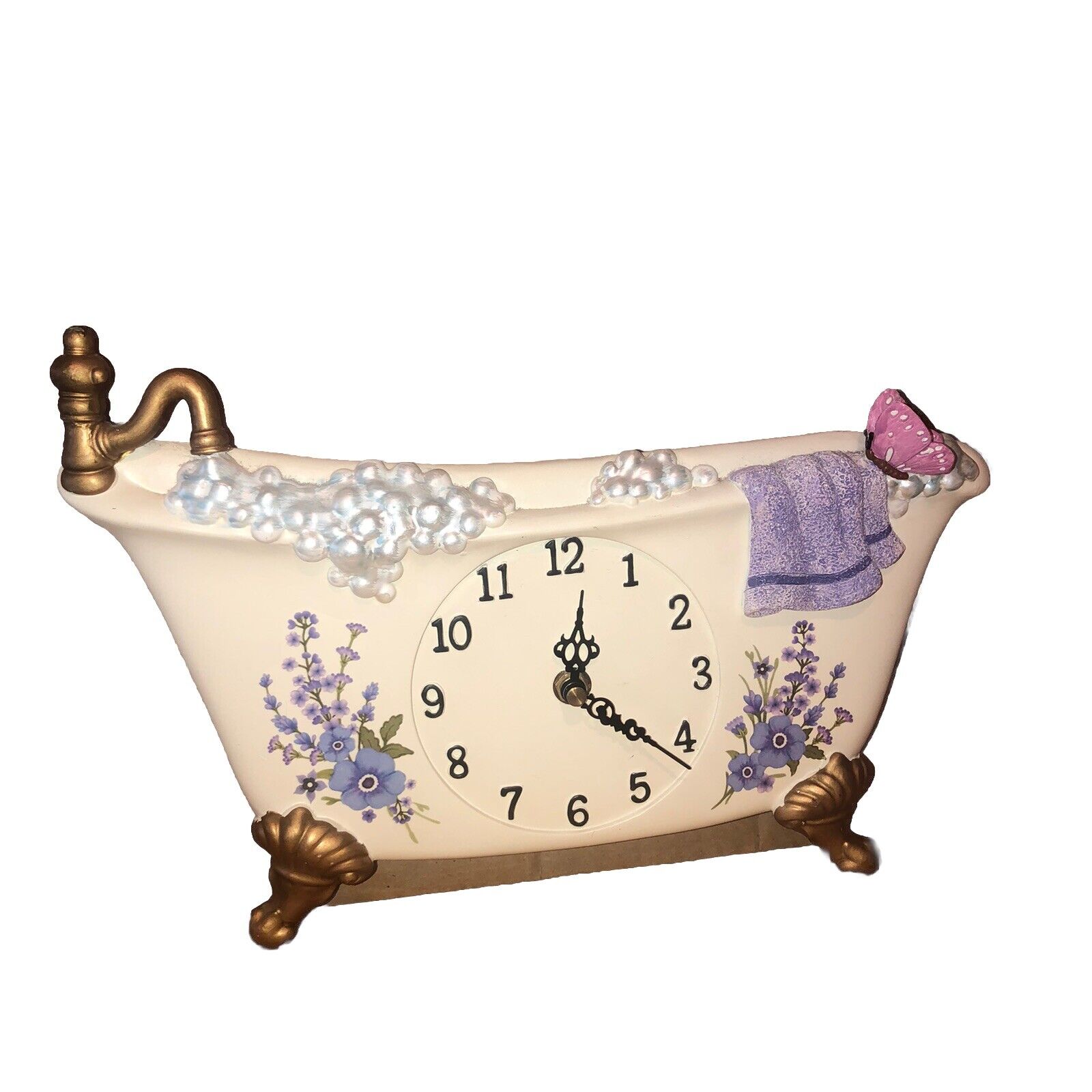 Collections Etc Lavender Clawfoot Bathtub Wall Clock Purple WALL CLOCK