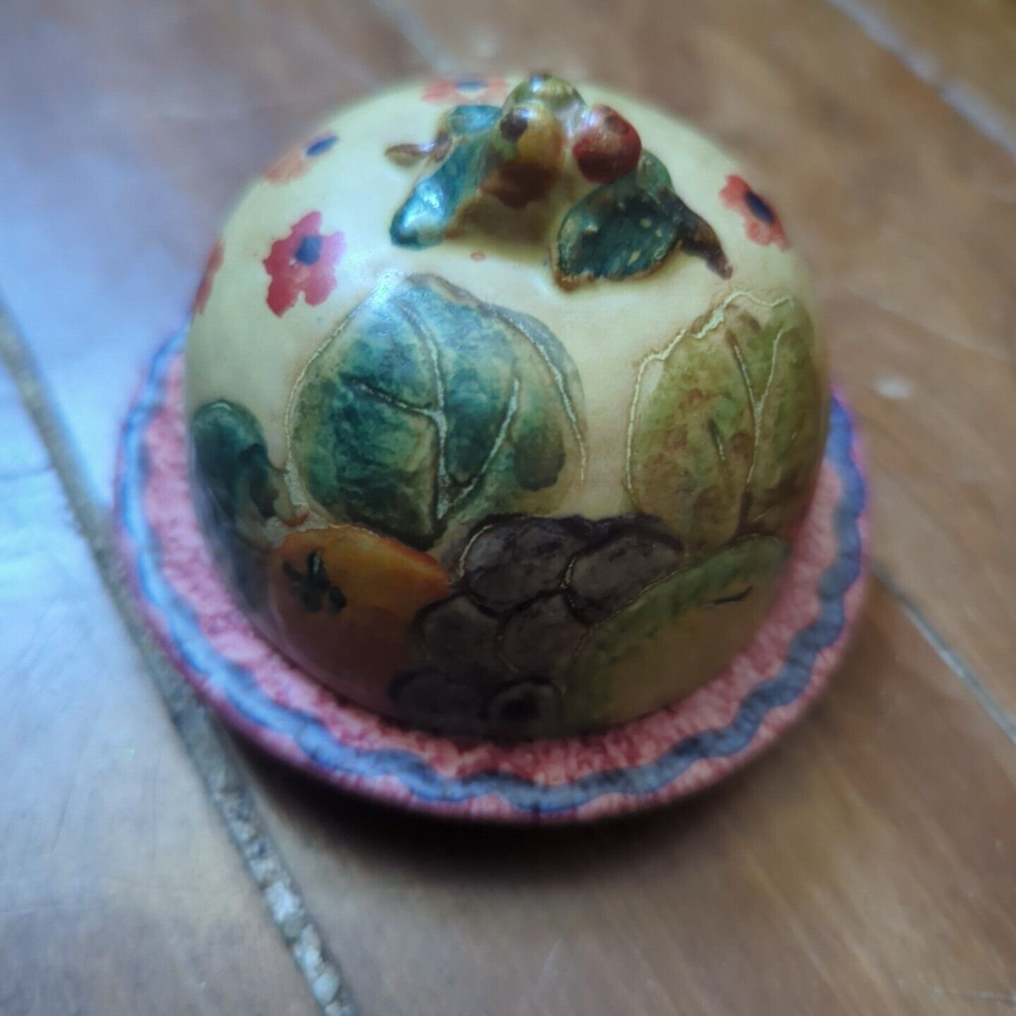 Vintage Italian Handpainted Fruit Dome lidded trinket box