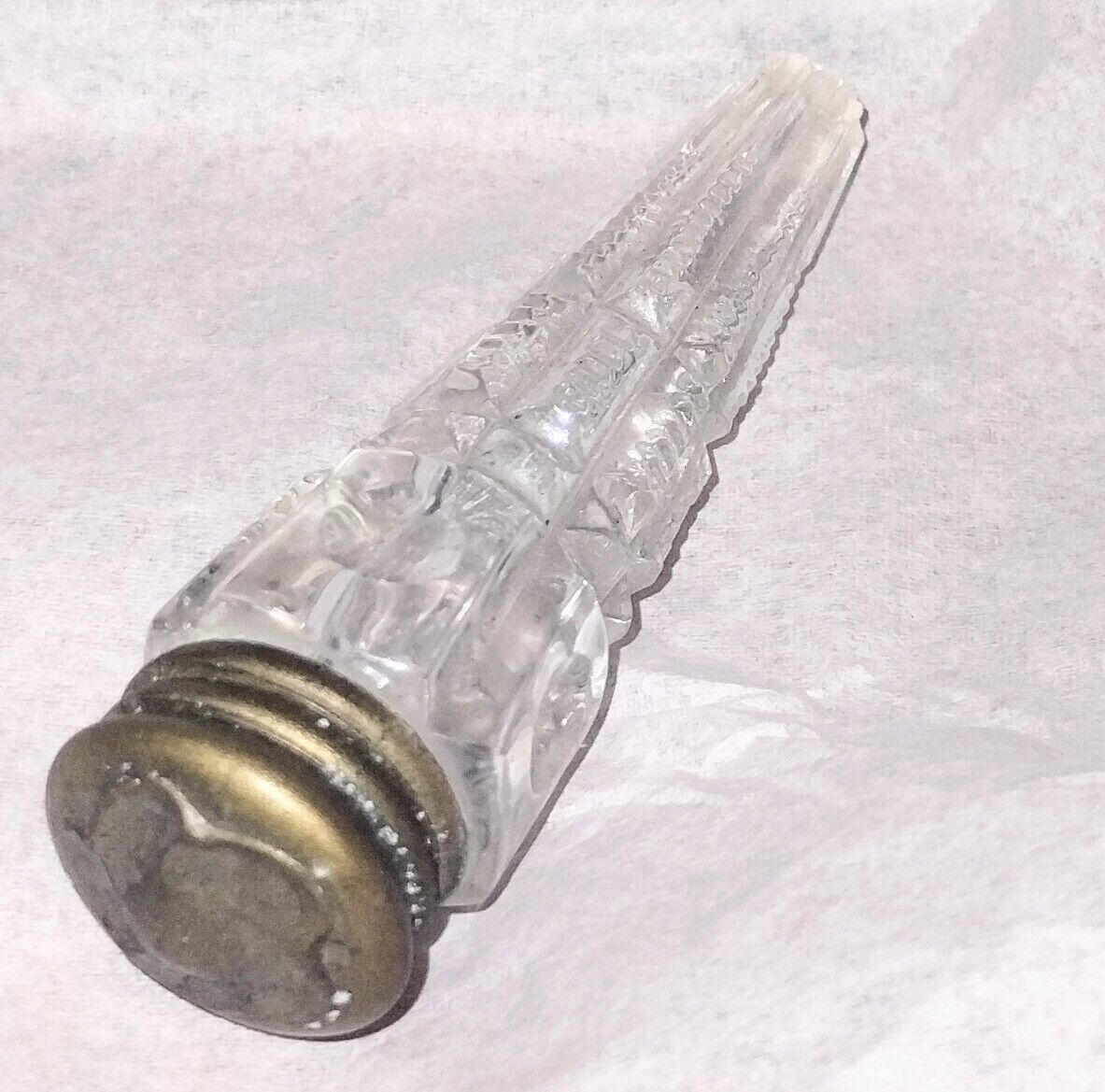 Gorgeous Antique Cut Crystal Lay Down Tear Catcher Scent Perfume Bottle