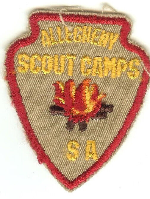 Allegheny Scout Camps Arrowhead, DarkYellow Letters/White Cloth Back Threadbreak