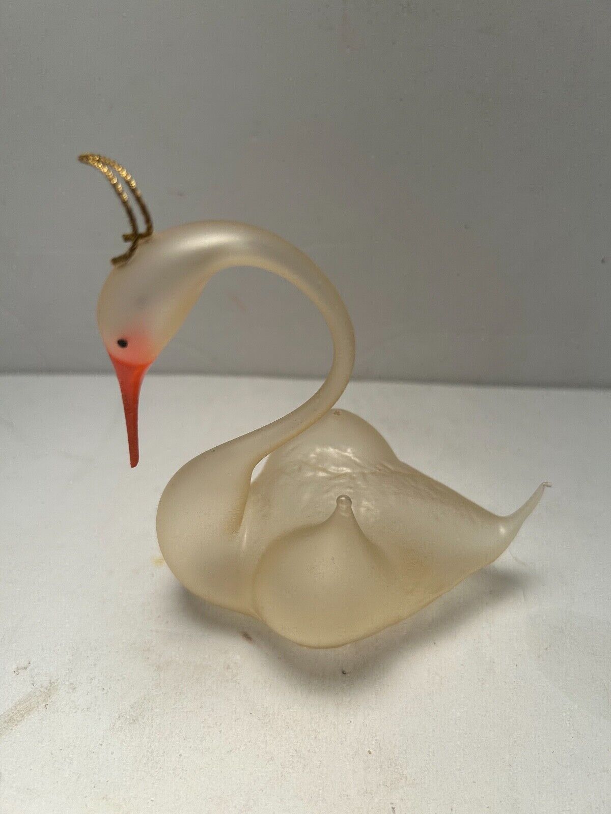 Vintage White SWAN Blown Glass De Carlini ~ Christmas Ornament 1970\'s