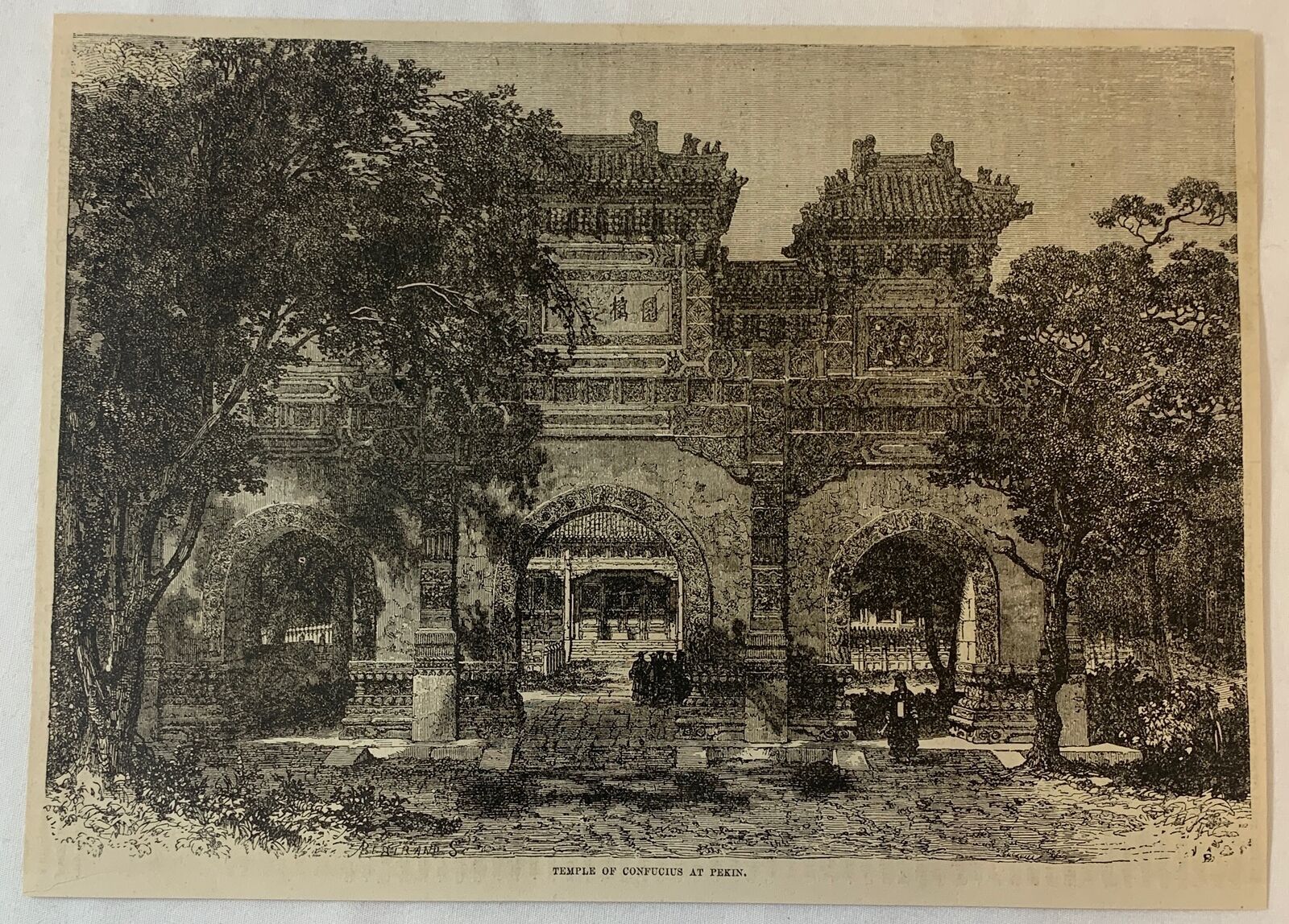1877 magazine engraving ~ TEMPLE OF CONFUCIUS At Pekin