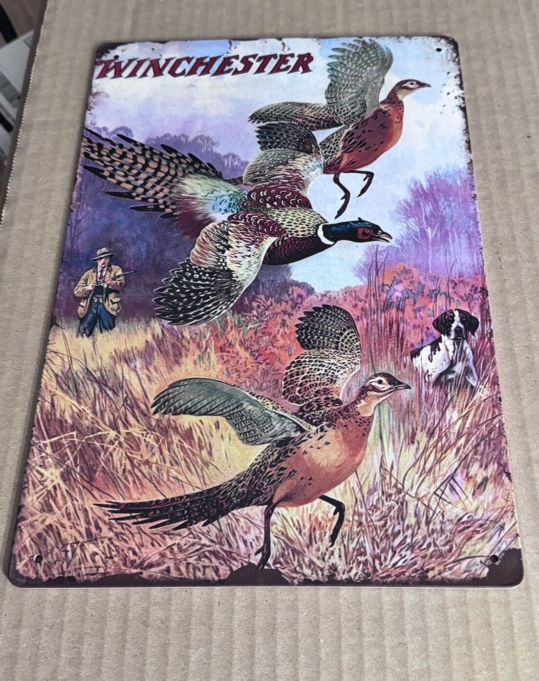 Winchester Rifle Ad Hunting Birds 8x12 Metal Wall Sign Used Game Bird Ad