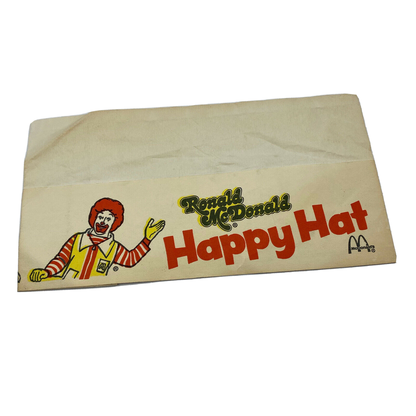 McDonald\'s HAPPY HAT / Paper Hat - Vintage 1970s Ronald McDonald Vintage