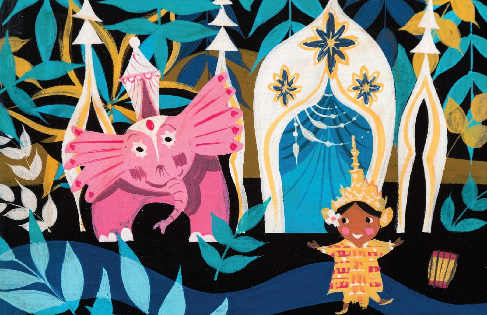 Mary Blair it's a small world Thailand Elephant Concept Art Poster 11x17