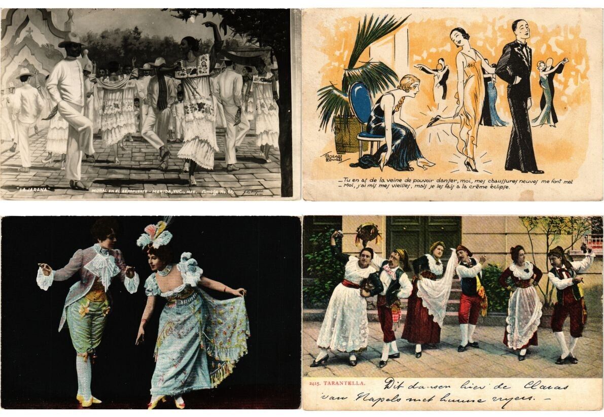 DANCING DANCE, 65 Vintage Postcards Mostly pre-1940 (L6220)