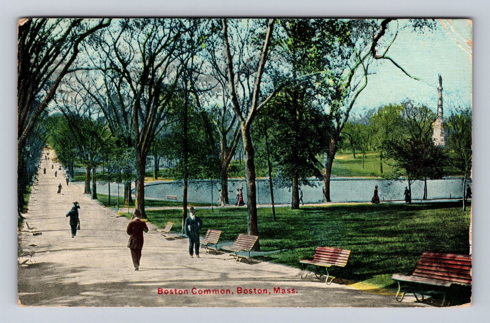 Boston MA-Massachusetts, Boston Common, Antique Vintage c1911 Souvenir Postcard