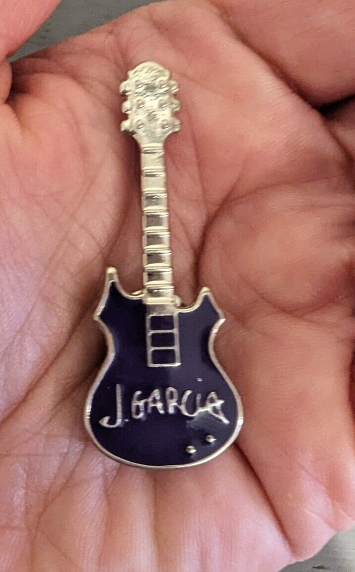 J Jerry Garcia Collector's Pin Purple Enamel Guitar Neck Tie Tack Pin