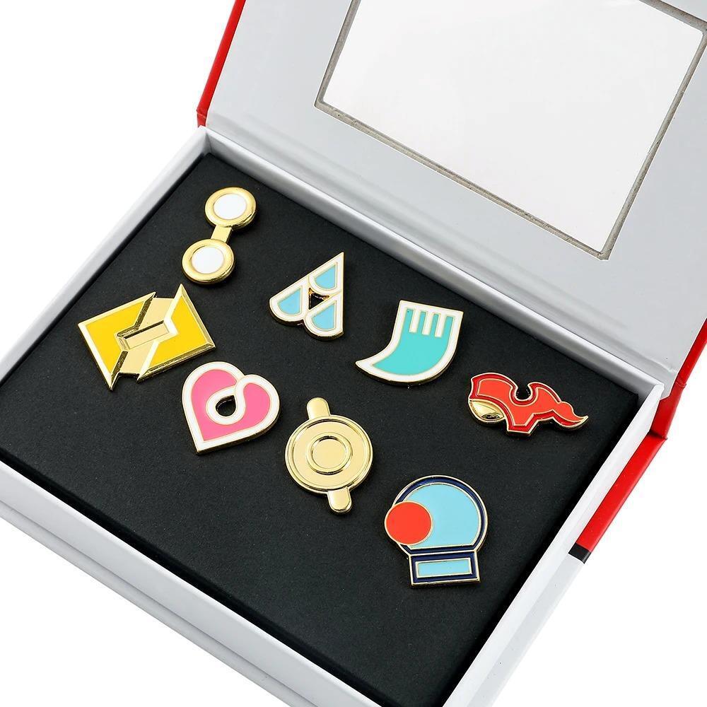 Pokemon Cosplay Gym Badges Set 8Pcs Metal Pins In Box - Hoenn League