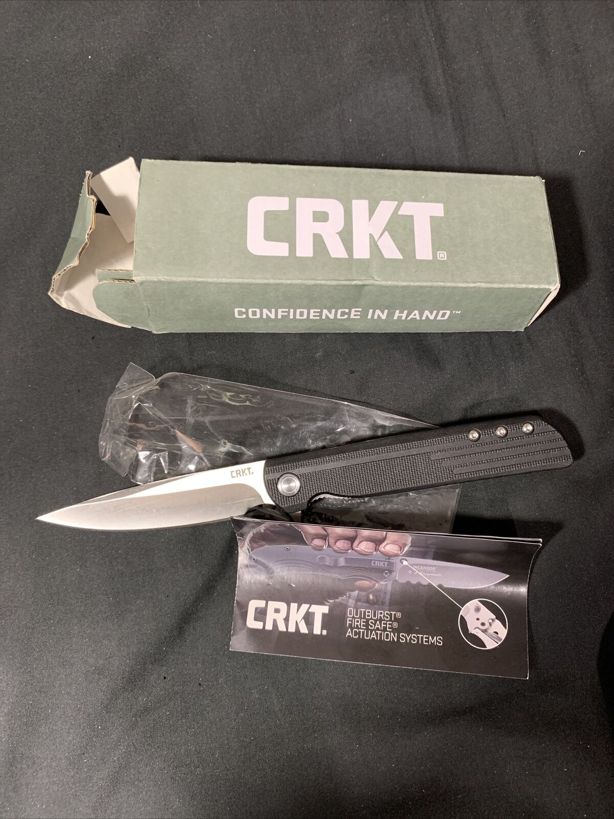 CRKT 3810 LARGE LCK + ASSISTED FLIPPER KNIFE BLK HANDLE 3.62\