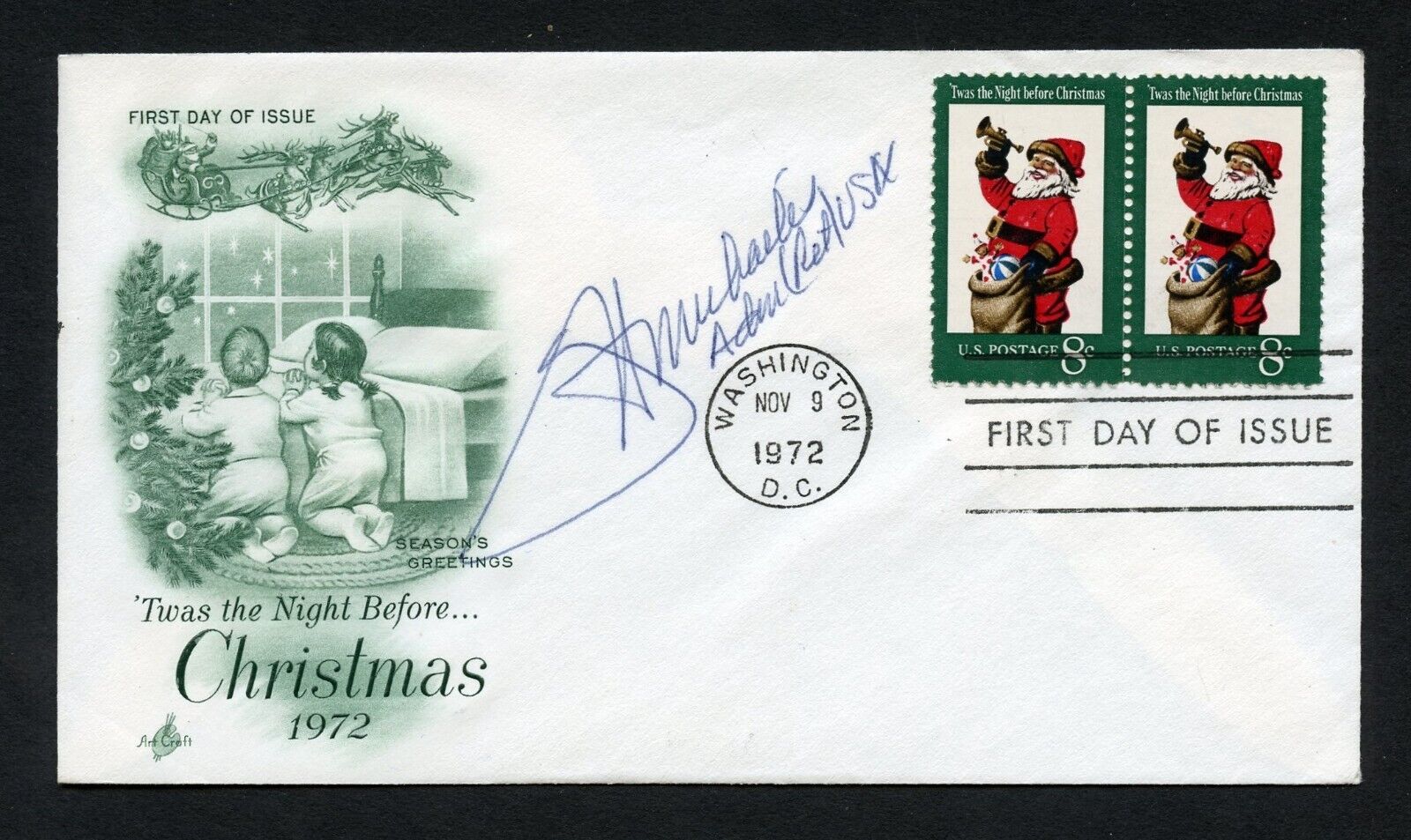 Frederick H. Michaelis d1992 signed autograph auto First Day Cover WWII ACE USN