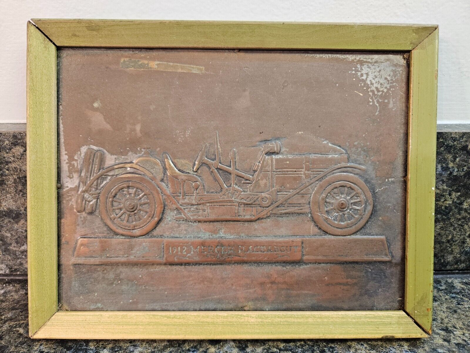 Vintage Copper on Wood Wall Art 1912 Mercer Raceabout 8.75\