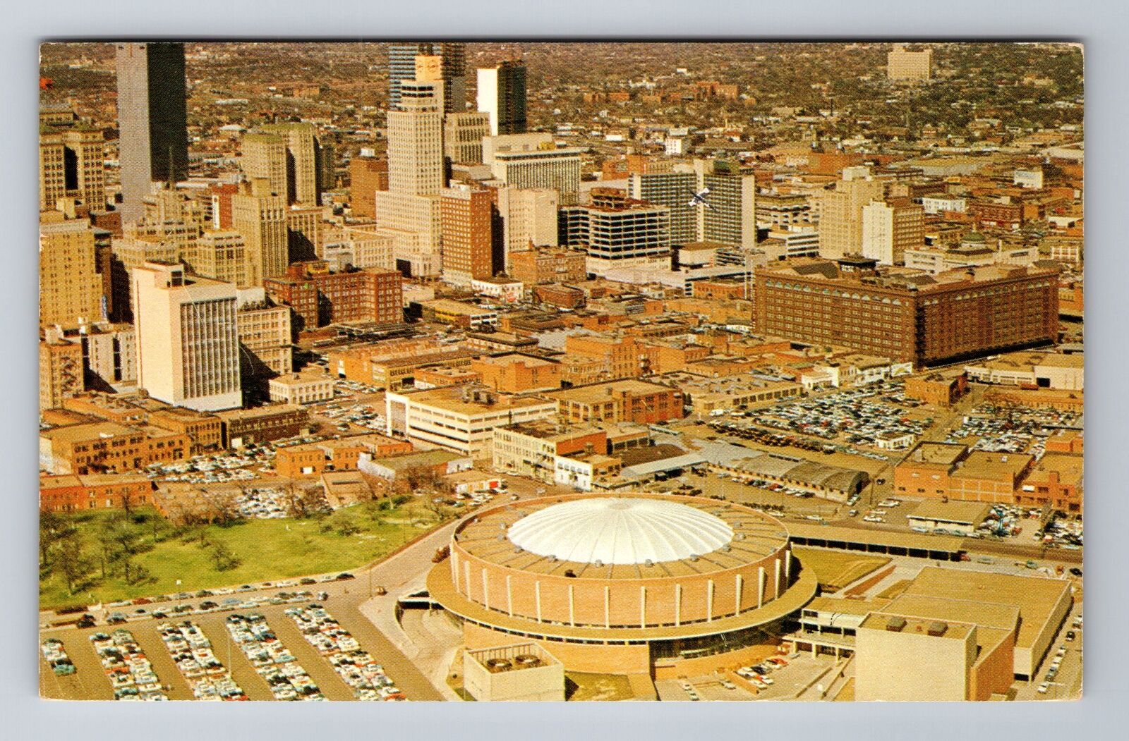 Dallas TX-Texas, Aerial Of Dallas Skyline, Antique, Vintage c1950 Postcard