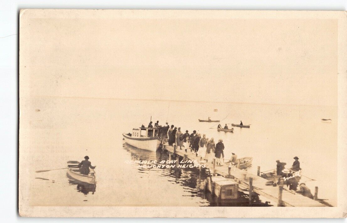 Republic Boat Line Ferry~Houghton Lake Heights Michigan~RPPC Postcard MI Ship-P4