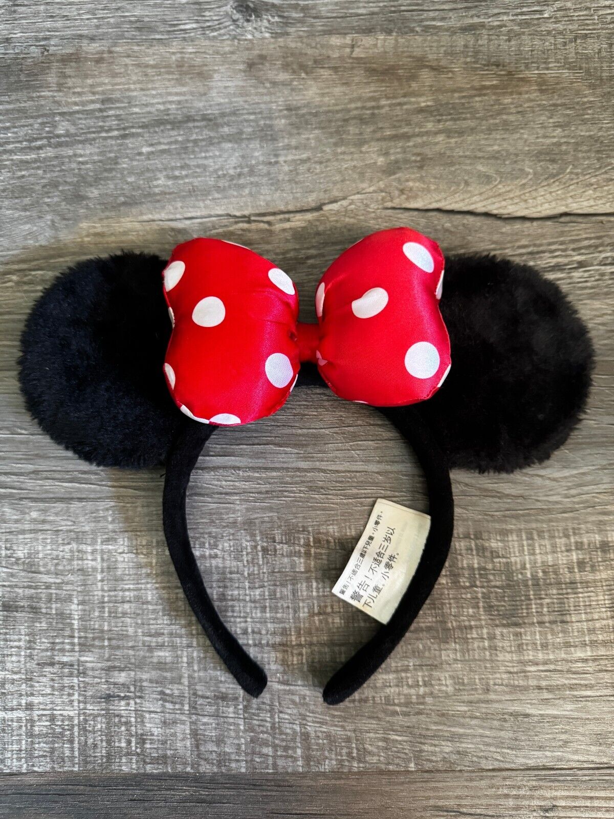 Disney Park Vintage Minnie Ears, Black with Red & White Polka Dots Bow  with tag