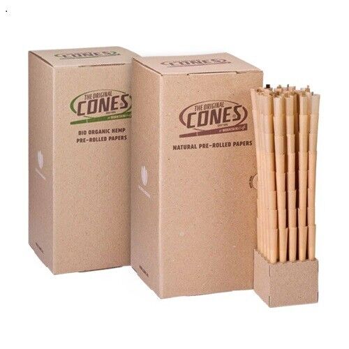 1000pcs THE ORIGINAL CONES 98MM  BLEACHED WHITE PAPER PRE ROLLED CONES W/FILTERS