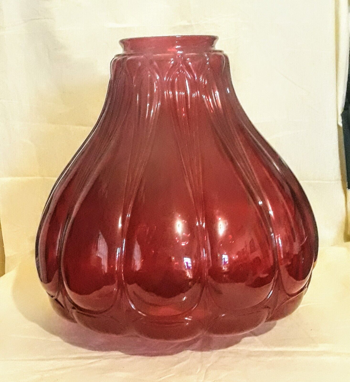 Mid Century Ruby Red Glass Shade/Hanging Lamp 15\