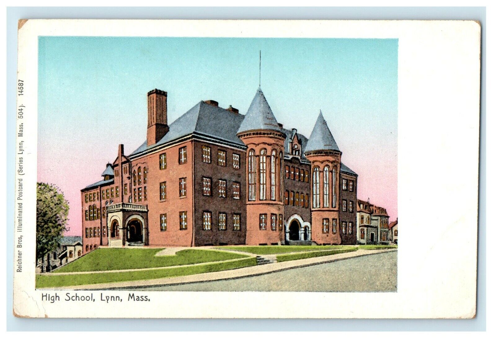 c1905 Copper Window High School Street View Lynn Massachusetts MA Postcard