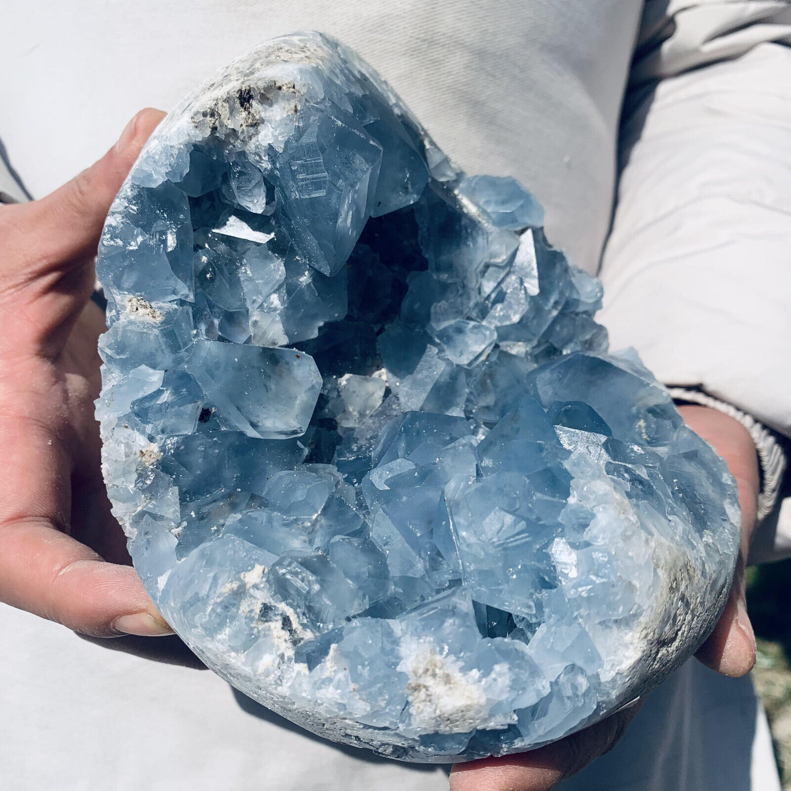 7.67LB Natural Beautiful Blue Celestite Crystal Geode Cave Mineral Specimen